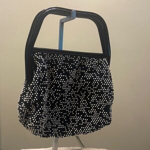 Elegant Black and White Beaded Women's Bag